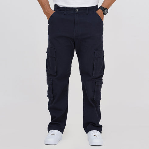 8-Pocket Twill Cargo Pants - Navy