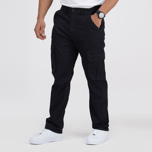 Semi Fit Twill Cargo Pant - Black
