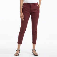 Adjustable Ladies Chinos - Maroon Adjustable Ladies Chinos - Maroon