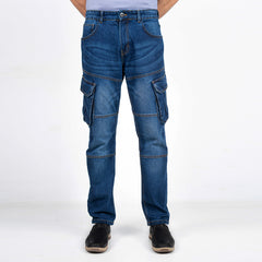 Premium Denim Cargo Pants (Regular Fit) - Dark Blue Premium Denim Cargo Pants (Regular Fit) - Dark Blue