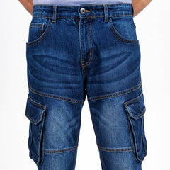 Premium Denim Cargo Pants (Regular Fit) - Dark Blue Premium Denim Cargo Pants (Regular Fit) - Dark Blue