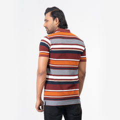 Stripe Polo Shirt -Maroon & Grey Stripe Polo Shirt -Maroon & Grey