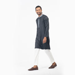 Printed Casual Panjabi - Black & Grey Printed Casual Panjabi - Black & Grey