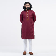 Embro Semi Fit Panjabi - Maroon Embro Semi Fit Panjabi - Maroon