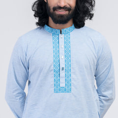 Embro Semi Fit Panjabi -Sky Embro Semi Fit Panjabi -Sky