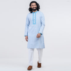 Embro Semi Fit Panjabi -Sky Embro Semi Fit Panjabi -Sky