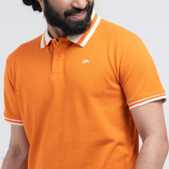 Contrast Polo Shirt - Burnt Orange Contrast Polo Shirt - Burnt Orange