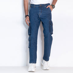Urban7 Multi-Pocket Denim Cargo Pants - Blue Ember Urban7 Multi-Pocket Denim Cargo Pants - Blue Ember