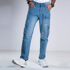 Heavy-Duty Denim Cargo Pants - Icy Horizon Heavy-Duty Denim Cargo Pants - Icy Horizon