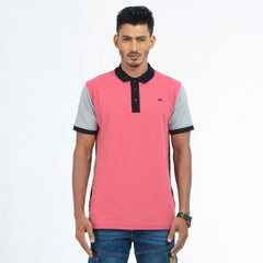 Cut & Sew Polo - cherry pink & Black Cut & Sew Polo - cherry pink & Black