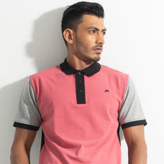 Cut & Sew Polo - cherry pink & Black Cut & Sew Polo - cherry pink & Black
