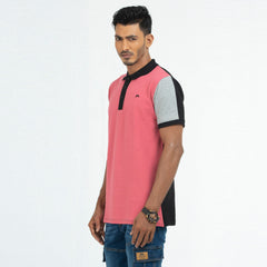 Cut & Sew Polo - cherry pink & Black Cut & Sew Polo - cherry pink & Black