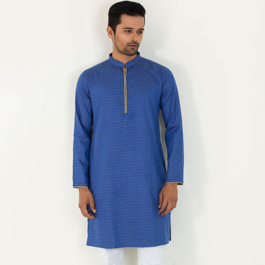 Semi Fit Casual Panjabi- Cyan - Masculine