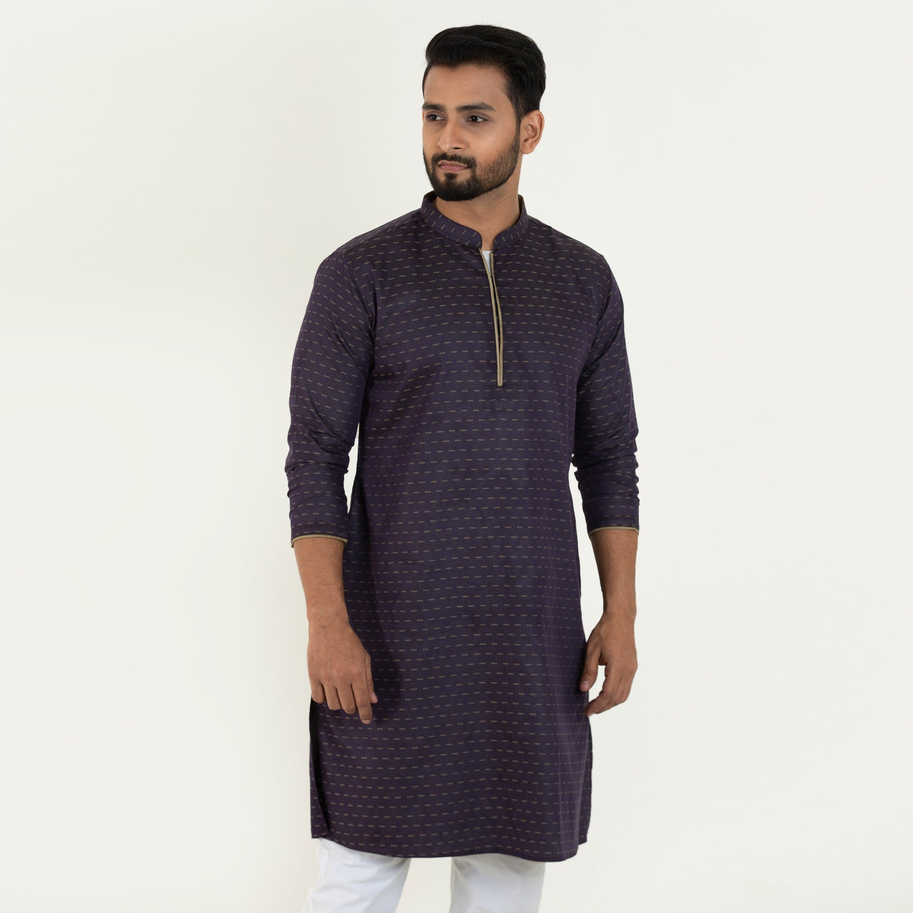 Semi Fit Casual Panjabi- Violet - Masculine Semi Fit Casual Panjabi- Violet - Masculine