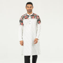 Printed Casual Panjabi - White Printed Casual Panjabi - White