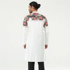 Printed Casual Panjabi - White Printed Casual Panjabi - White