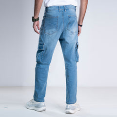 Heavy-Duty Denim Cargo Pants - Icy Horizon