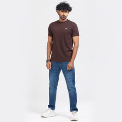 Round Neck Solid T-shirt - Dark Coffee