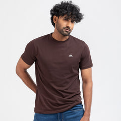 Round Neck Solid T-shirt - Dark Coffee