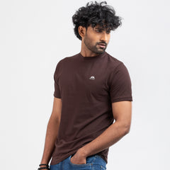 Round Neck Solid T-shirt - Dark Coffee