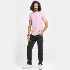 Round Neck Solid T-shirt - Light Violet