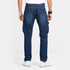 Premium Denim Cargo Pants - Dark Blue