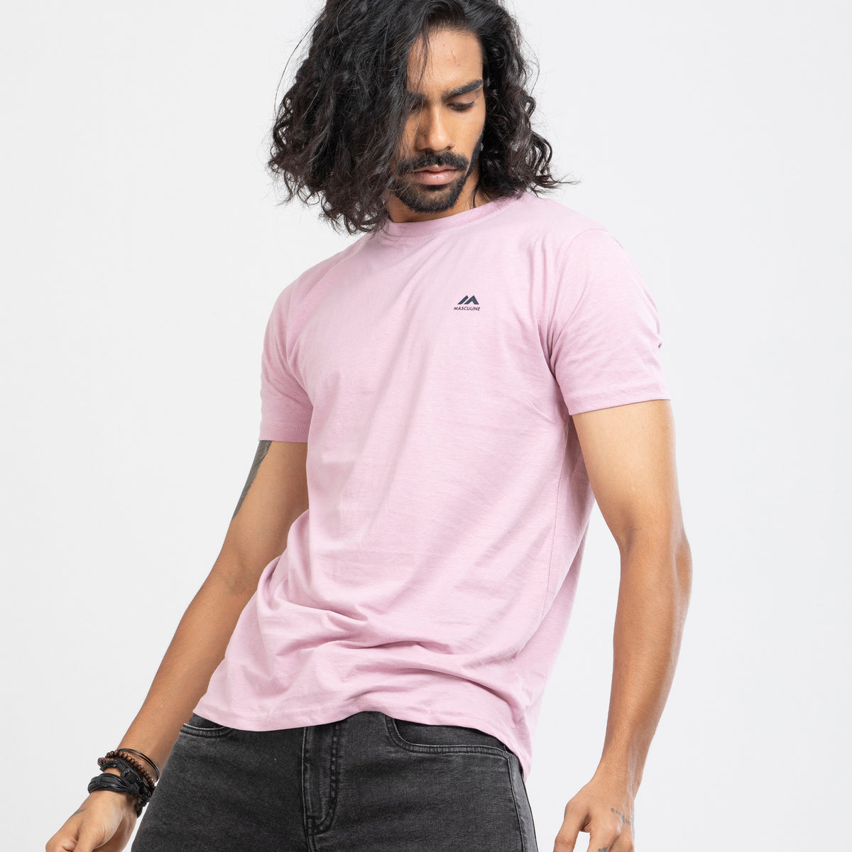 Round Neck Solid T-shirt - Light Violet