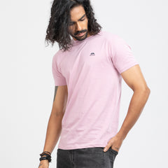 Round Neck Solid T-shirt - Light Violet