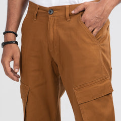 7 Pocket Semi Fit Twill Cargo Pant - Tan