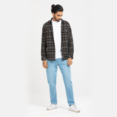 Cozy Long Sleeve Flannel Shirt - Black