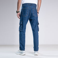 Heavy-Duty Denim Cargo Pants - Deep Ocean