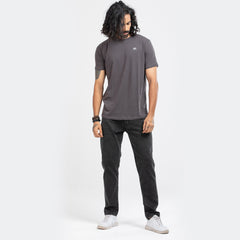 Round Neck Solid T-shirt - Charcoal