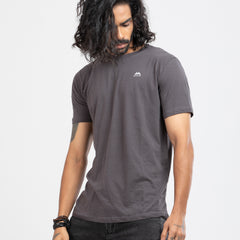 Round Neck Solid T-shirt - Charcoal