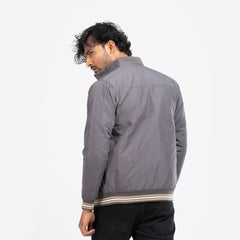 Taffeta High Neck Jacket - Charcoal