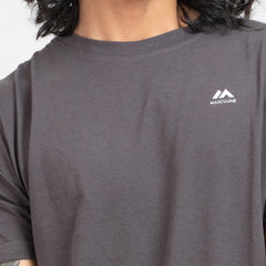 Round Neck Solid T-shirt - Charcoal