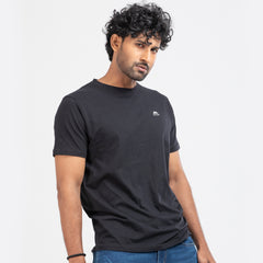 Round Neck Solid T-shirt - Black