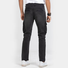 Premium Denim Cargo Pants - Charcoal