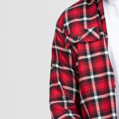 Cozy Long Sleeve Flannel Shirt - Red