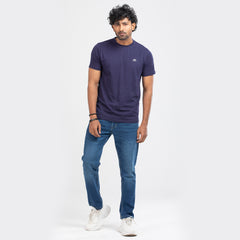 Round Neck Solid T-shirt - Navy