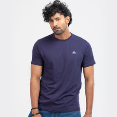 Round Neck Solid T-shirt - Navy