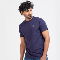 Round Neck Solid T-shirt - Navy