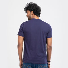 Round Neck Solid T-shirt - Navy