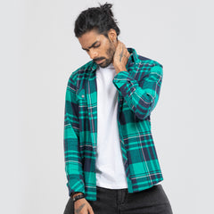 Cozy Long Sleeve Flannel Shirt - Green