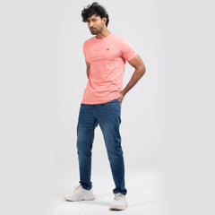 Round Neck Solid T-shirt - Pink