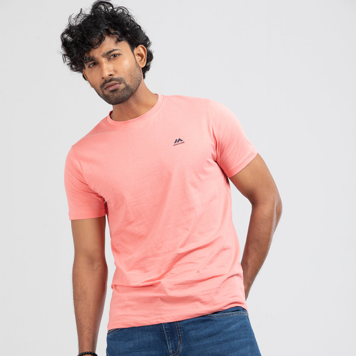 Round Neck Solid T-shirt - Pink