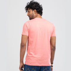 Round Neck Solid T-shirt - Pink