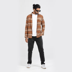 Cozy Long Sleeve Flannel Shirt - Tan