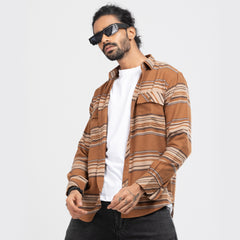 Cozy Long Sleeve Flannel Shirt - Tan