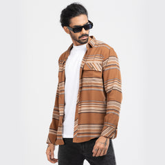 Cozy Long Sleeve Flannel Shirt - Tan