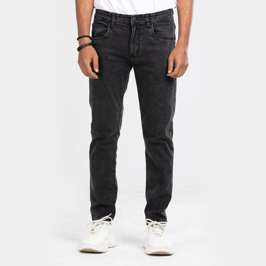 Smoke Wash Comfort Stretch Semi Fit Jeans - Charcoal